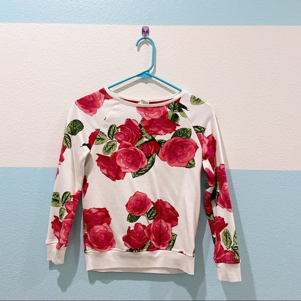 Crazy 8 White with Pink Rose Sweatshirt
